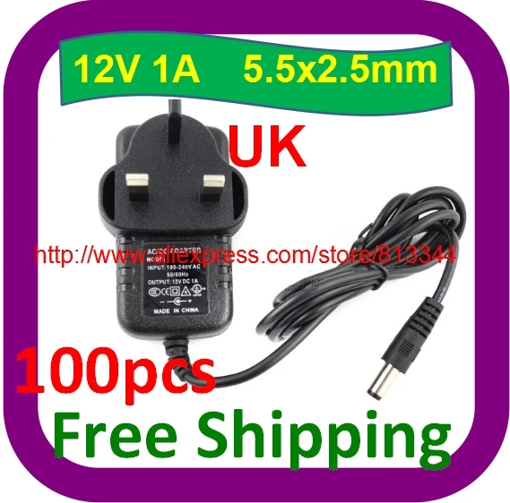 High quality IC solutions 100pcs/lot AC/DC Power Adapter 12V 1A 5.5x2.1mm For CCTV Camera UK Plug
High quality IC solutions 100pcs/lot AC/DC Power Adapter 12V 1A 5.5x2.1mm For CCTV Camera UK Plug