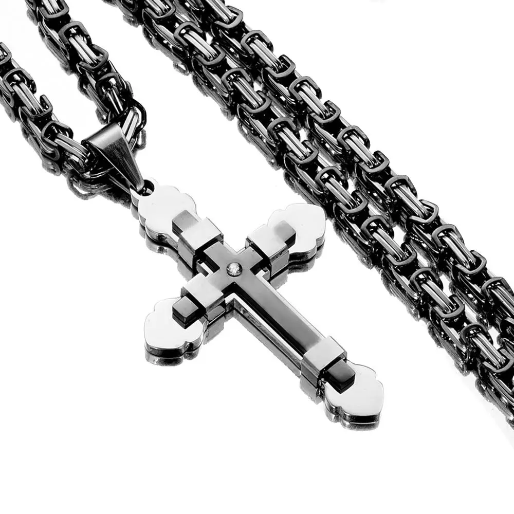 Polished Cross Pendant Necklace for Men Women Stainless Steel Silver Color Gold Black Color With 5mm Byzantine Chain Jewelry
Polished Cross Pendant Necklace for Men Women Stainless Steel Silver Color Gold Black Color With 5mm Byzantine Chain Jewelry