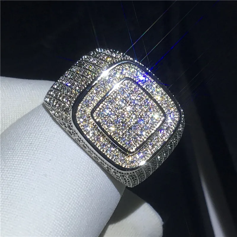 choucong Luxury Male Hiphop Ring 925 Sterling Silver Pave setting AAAAA Zircon cz Party Wedding Band Rings For Men Rock Jewelry | Украшения