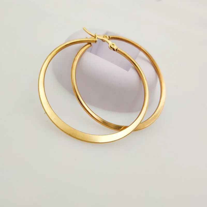 Круглые золотые серьги-кольца из нержавеющей стали 316 размер 40 мм 70 вакуумное