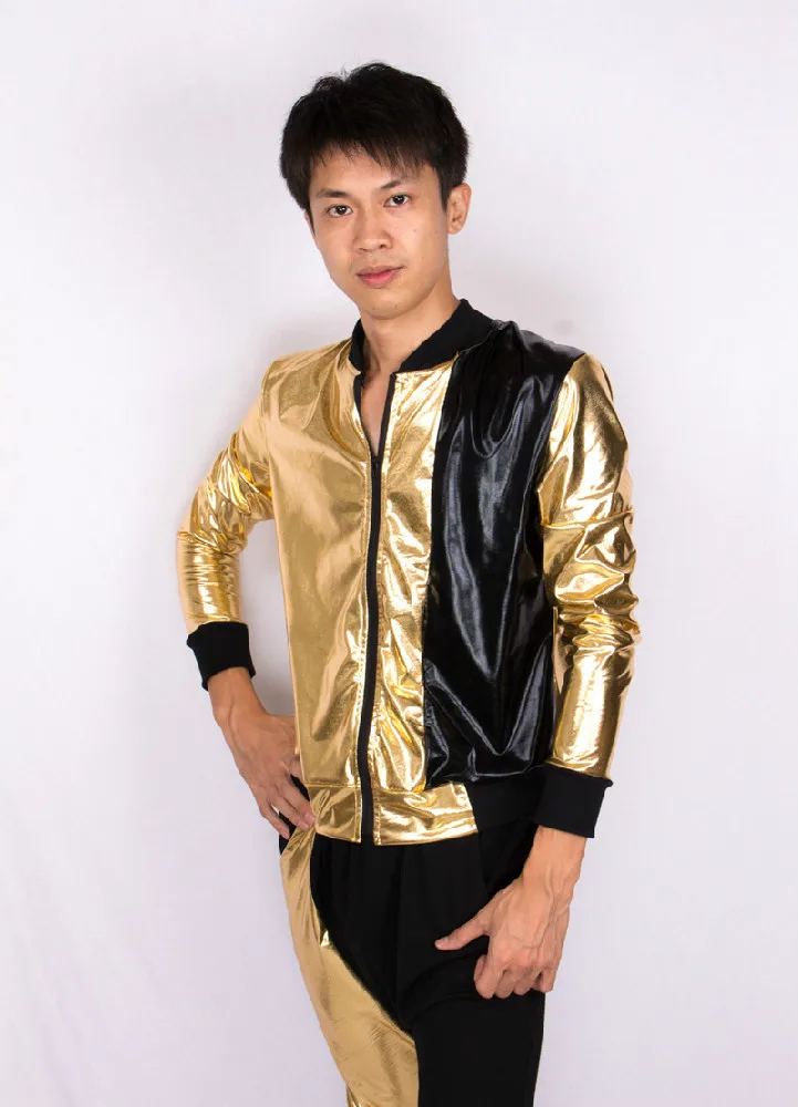 New Fashion Women Men Jacket Gold Black Paillette Patchwork Zipper Silm Hip Hop Stage Performance Coat
New Fashion Women Men Jacket Gold Black Paillette Patchwork Zipper Silm Hip Hop Stage Performance Coat