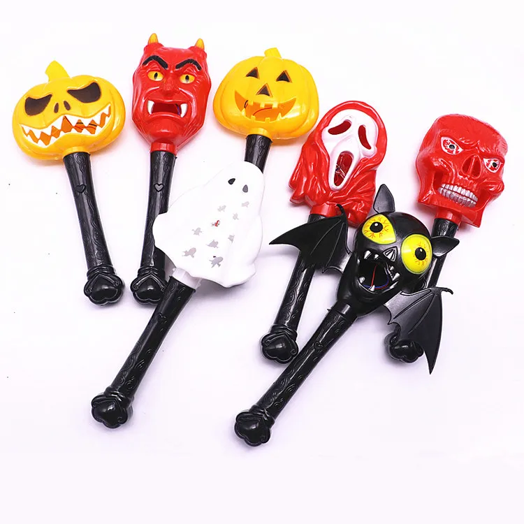 

Halloween glowing children's toys pumpkin ghost witch magic wand fights funny scene layout toys