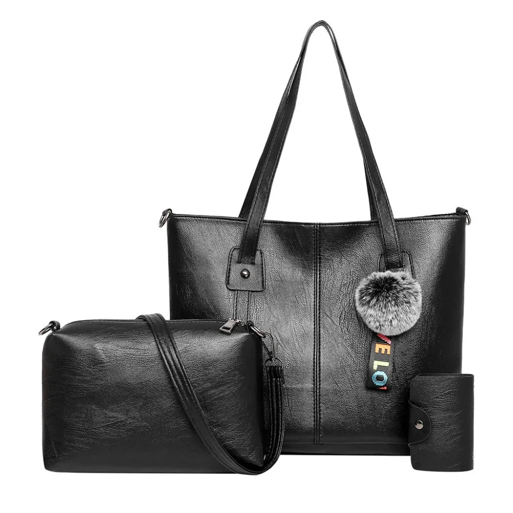 Роскошные женские сумки 3 шт. дизайнерские черные через плечо кожаная сумка