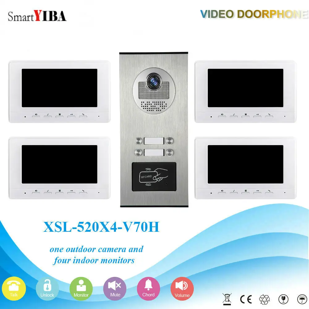 SmartYIBA 4 Unit Apartment Video Intercom System Video Door Phone Doorbell Kit 7 Inch Monitor with RFID Access Door Camera
SmartYIBA 4 Unit Apartment Video Intercom System Video Door Phone Doorbell Kit 7 Inch Monitor with RFID Access Door Camera