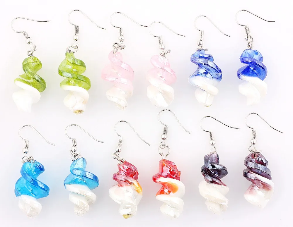 

QianBei Wholesale Fashion 6Pairs Handmade Murano Lampwork Glass Mix Color Women's Round Earrings Female Jewelry