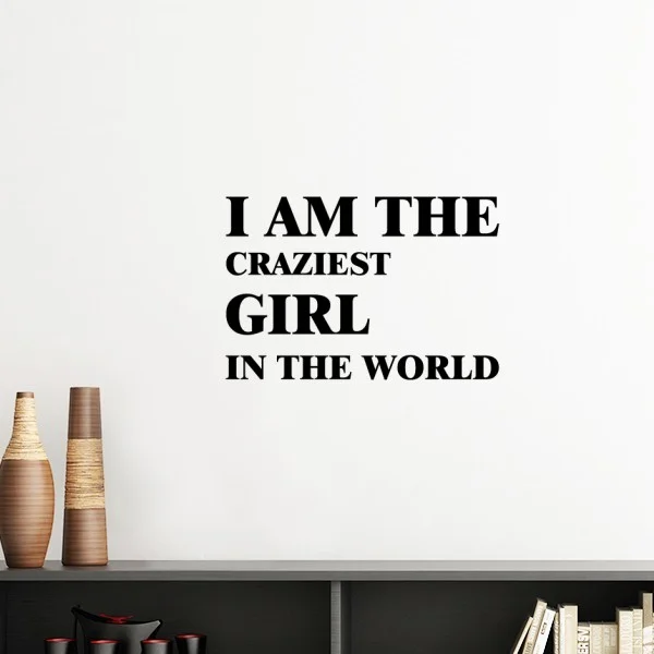 I Am The Craziest Girl Silhouette Removable Wall Sticker Art Decals Mural DIY Wallpaper for Room Decal
I Am The Craziest Girl Silhouette Removable Wall Sticker Art Decals Mural DIY Wallpaper for Room Decal