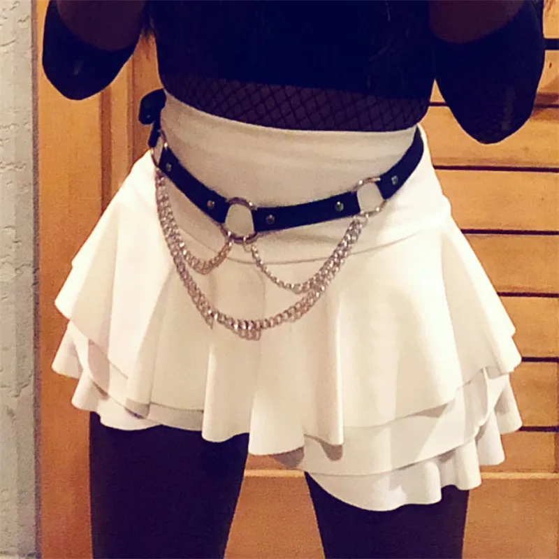 Sexy Women Silver Link Chains Faux Leather Waist Belt Punk Goth Body Harness Belts Fashion Adjustable Bondage Strap High Quality
Sexy Women Silver Link Chains Faux Leather Waist Belt Punk Goth Body Harness Belts Fashion Adjustable Bondage Strap High Quality