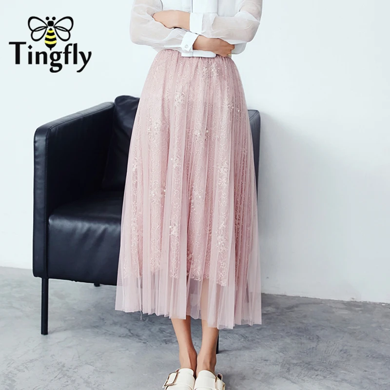 Женская плиссированная юбка Tingfly Jupe облегающая винтажная средней длины с высокой