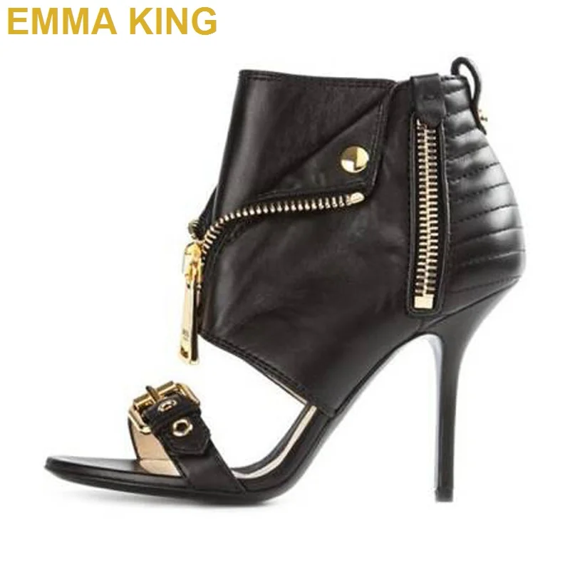 EMMA KING 2019 брендовые новые женские ботильоны с застежкой молнией на высоком