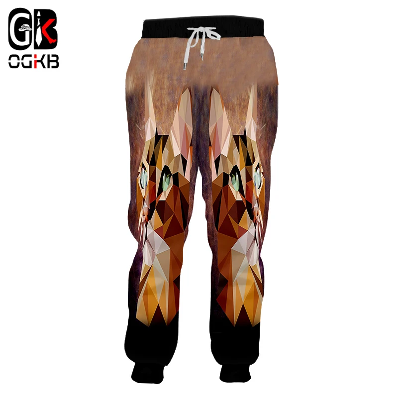 Фото OGKB Jogger Брюки Homme модные длинные 3D брюки принт Алмазный Кот уличная одежда