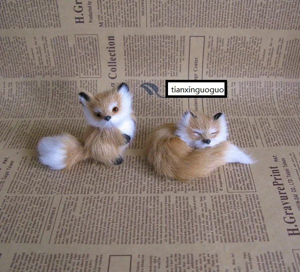 a pair of small cute simulation fox models resin&fur mini fox doll gift about 8-9cm 1642
a pair of small cute simulation fox models resin&fur mini fox doll gift about 8-9cm 1642