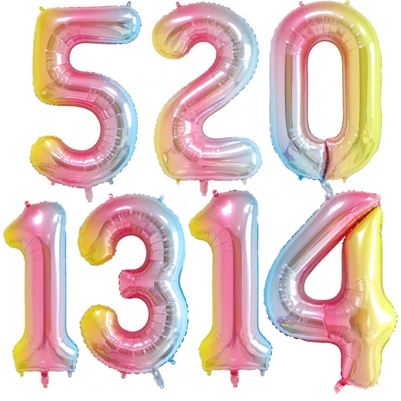 16/32 inch Big Rainbow Number Foil Balloons 0-9 year Digital birthday party decorations kids balloon Air Globos
16/32 inch Big Rainbow Number Foil Balloons 0-9 year Digital birthday party decorations kids balloon Air Globos