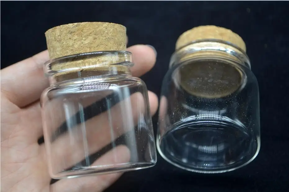 

24pcs 47*50*33mm 50ML Transparent Clear empty Glass Bottles Cork Stopper Tiny Vials Jars Containers Small Wishing Bottle