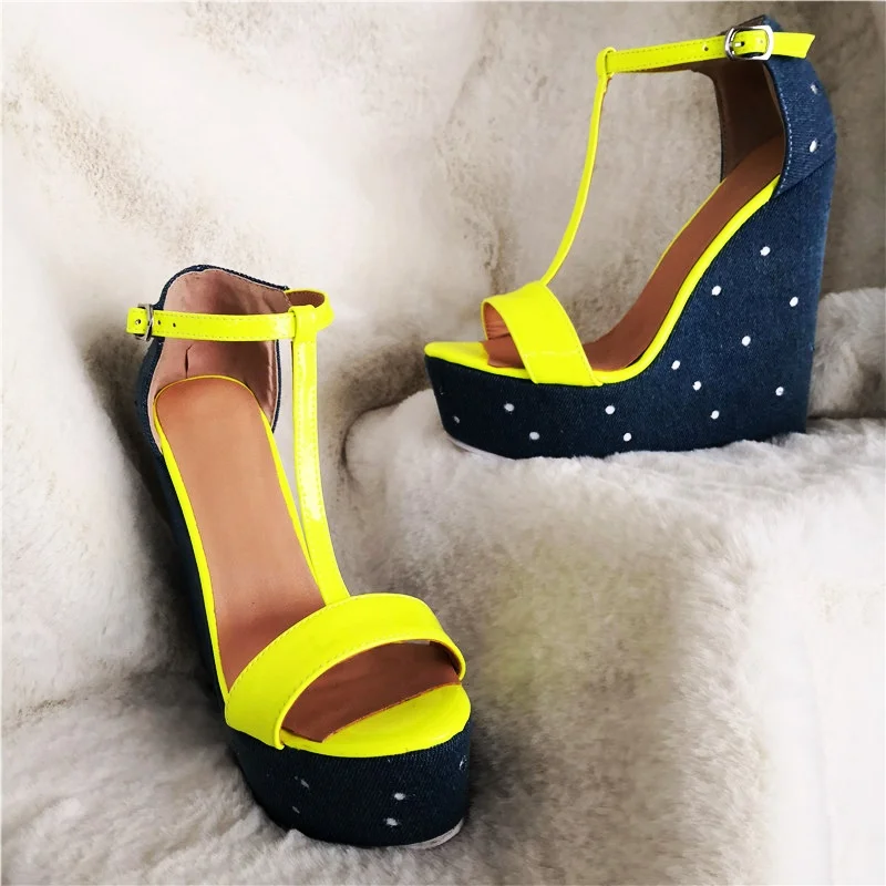 Wedges T-bar Sandals Woman Female+Shoes Platform One Strap Cut Out Open Toe Ankle Buckle Shoes Neon Color Summer Lady Sandals
Wedges T-bar Sandals Woman Female+Shoes Platform One Strap Cut Out Open Toe Ankle Buckle Shoes Neon Color Summer Lady Sandals