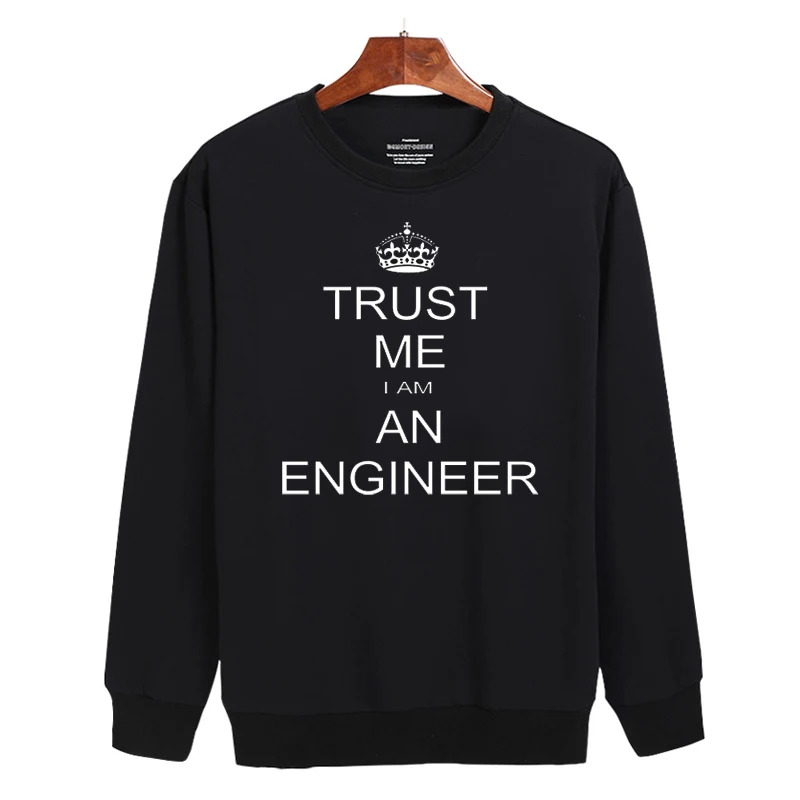 LUCKYFRIDAYF Trust Me Я инженер черный/серый толстовки с длинным рукавом хип-хоп высокого