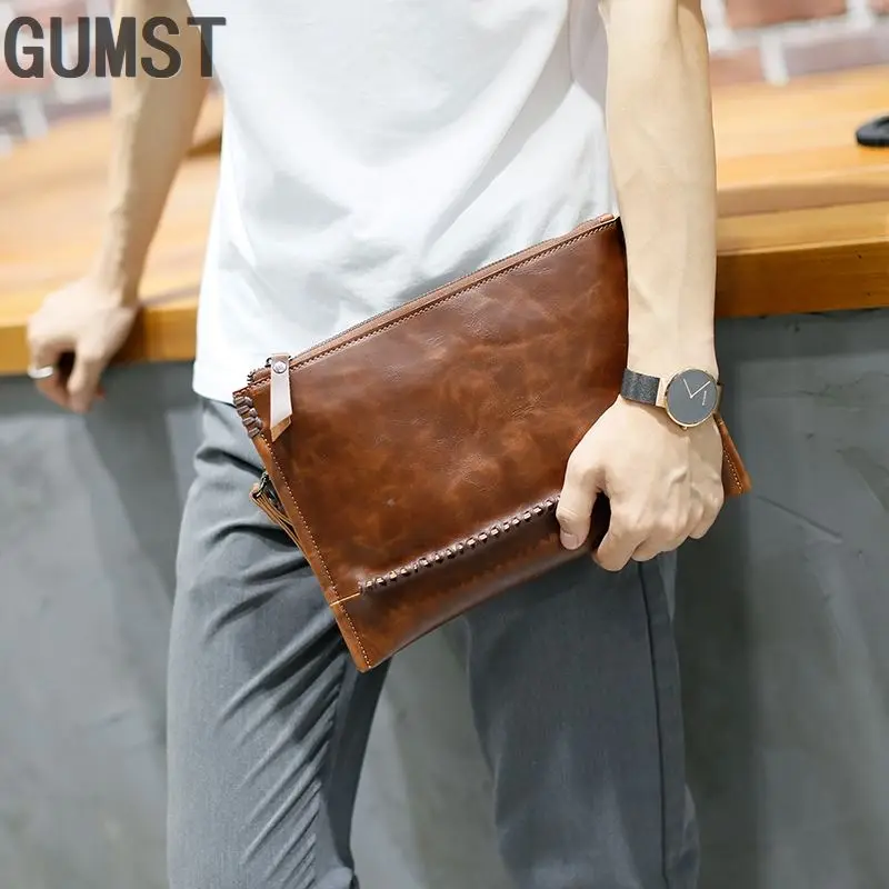GUMST Vintage Crazy Horse Leather Men Envelope Clutch Bags Business Men Clutch Bags Large Capacity IPAD Bag
GUMST Vintage Crazy Horse Leather Men Envelope Clutch Bags Business Men Clutch Bags Large Capacity IPAD Bag