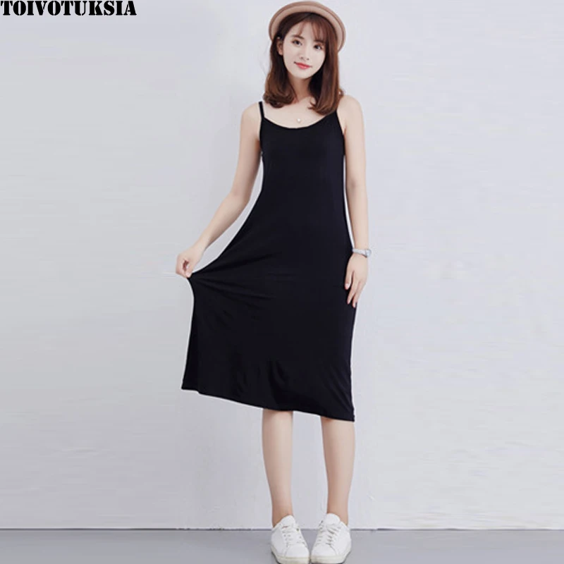 TOIVOTUKSIA Ladies Summer Style Black Women Strapess Tanks Sexy Knee Length Modal Tank Sleeveless Dress
TOIVOTUKSIA Ladies Summer Style Black Women Strapess Tanks Sexy Knee Length Modal Tank Sleeveless Dress