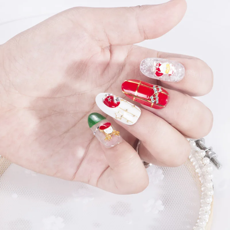 10pcs/bag Nail Art Jewelry Christmas Snowman Tree Stick Set Snowflake Bell Series |