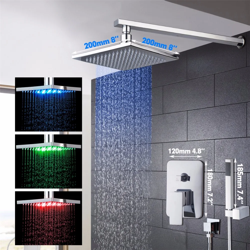 Wall Mounted Shower Sets Bathroom LED Rain Shower Faucet Chrome Shower Mixer System Faucet Set Single Handle With Handshower
Wall Mounted Shower Sets Bathroom LED Rain Shower Faucet Chrome Shower Mixer System Faucet Set Single Handle With Handshower