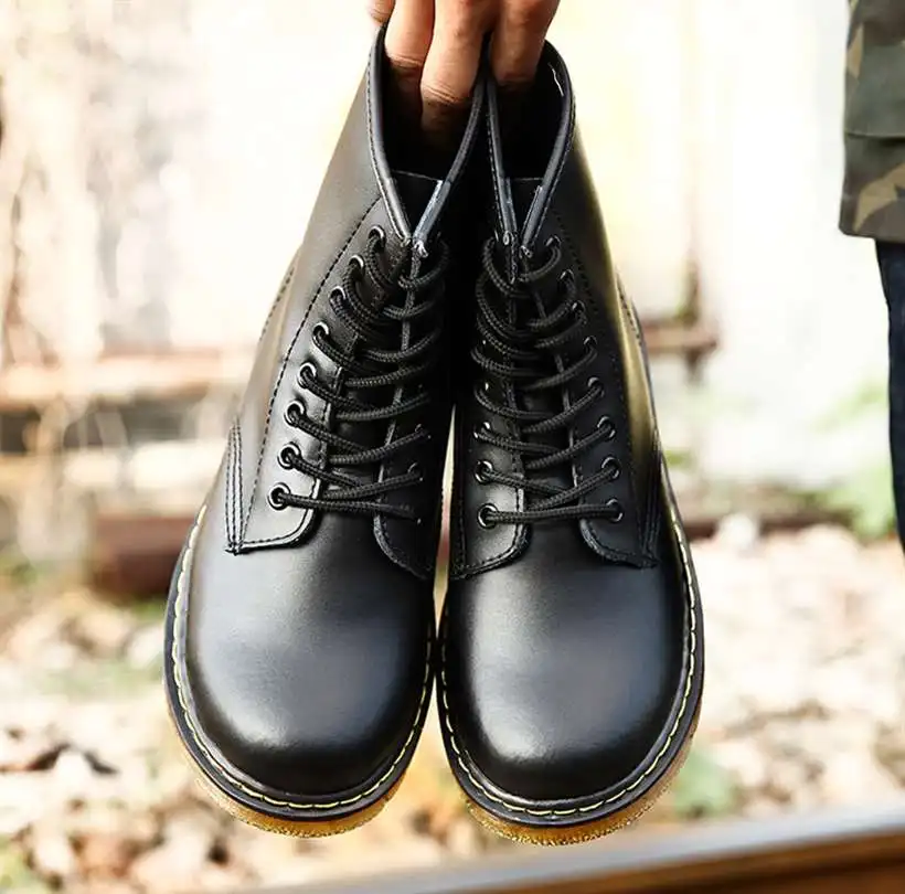 Новые мужские ботинки Martens кожаная зимняя теплая обувь байкерские ботильоны doc