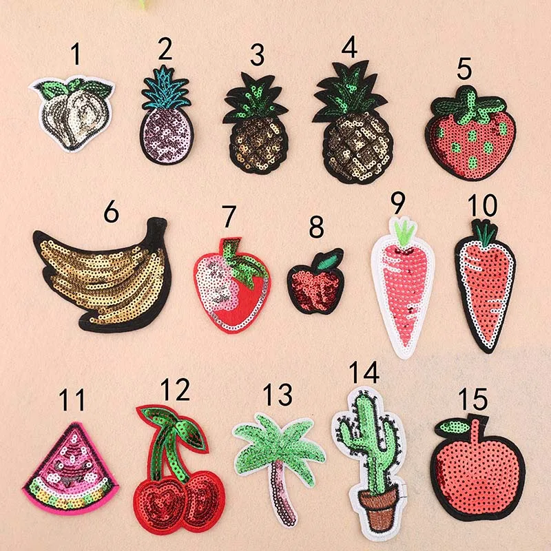 15p/lot fashion Sequins patches for clothing hot iron on Fruit Cactus clothes patch Embroidery DIY handmade
15p/lot fashion Sequins patches for clothing hot iron on Fruit Cactus clothes patch Embroidery DIY handmade