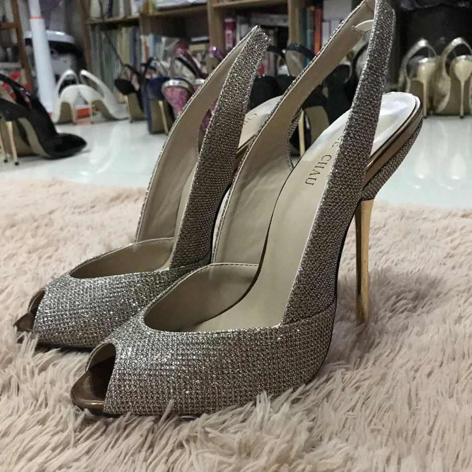 Women Stiletto Thin Iron High Heel Sandals Sexy Sling Back Peep Toe Bronze Glittering Party Bridal Ball Lady Shoe 3845-g5
Women Stiletto Thin Iron High Heel Sandals Sexy Sling Back Peep Toe Bronze Glittering Party Bridal Ball Lady Shoe 3845-g5