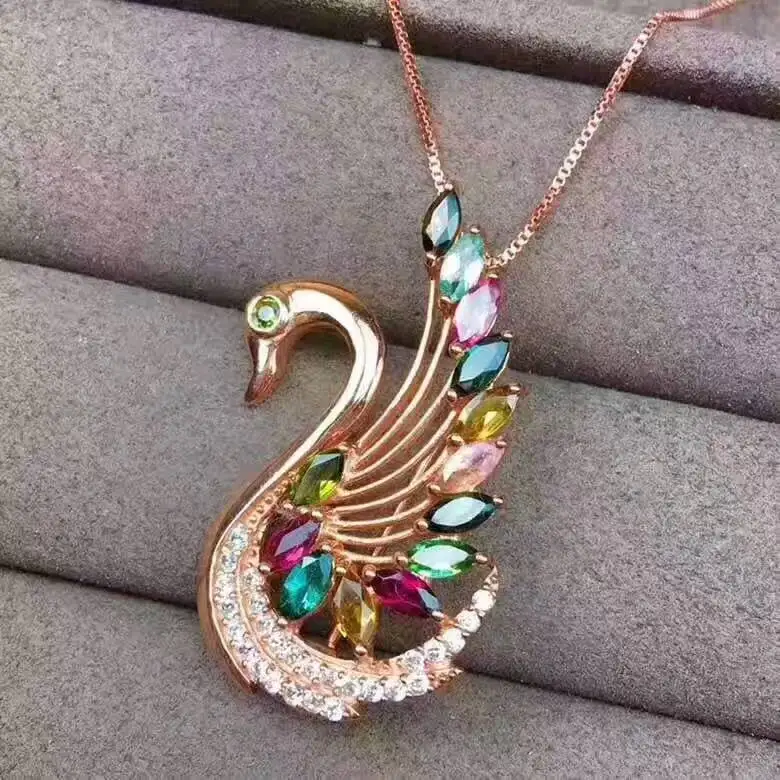 natural multicolor tourmaline pendant S925 silver Natural gemstone Pendant Necklace trendy swan women lovers wedding jewelry
natural multicolor tourmaline pendant S925 silver Natural gemstone Pendant Necklace trendy swan women lovers wedding jewelry