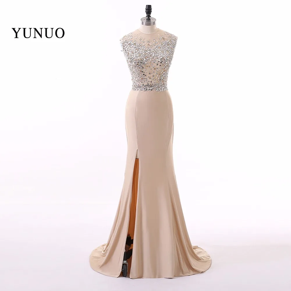 Champagne Sleeveless Scoop Neck Long Evening Dresses 2019 Sexy Side Slit Mermaid Beading Floor Length Evening Dress YN32203
Champagne Sleeveless Scoop Neck Long Evening Dresses 2019 Sexy Side Slit Mermaid Beading Floor Length Evening Dress YN32203