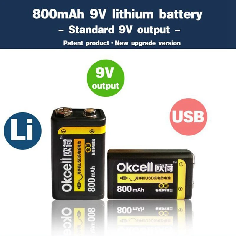 10 шт. 800 мАч micro USB аккумуляторная батарея OKcell Lipo 9 В для радиоуправляемого
