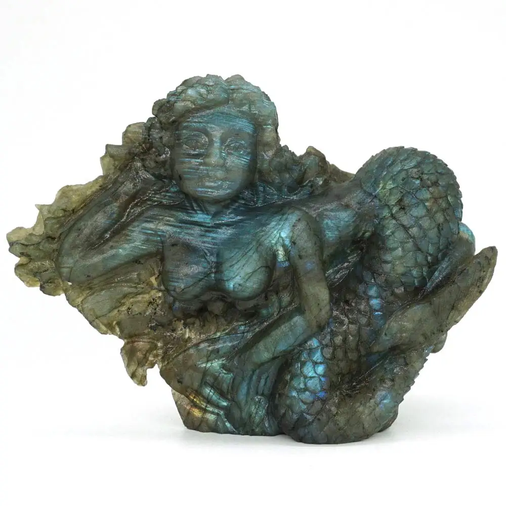 5.15" Natural Gemstone Labradorite Stone Mermaid Figurine Carved Crystal Healing Reiki Carved Statue Home Office Decoration
5.15" Natural Gemstone Labradorite Stone Mermaid Figurine Carved Crystal Healing Reiki Carved Statue Home Office Decoration