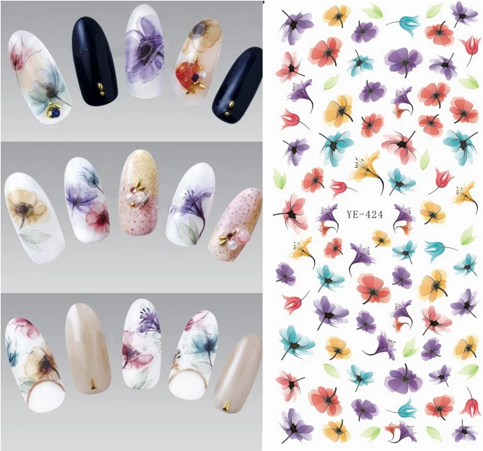 Water Transfer Nails Art Sticker Colorful Purple Fantacy Flowers Nail Stickers Wraps Foil Sticker manicure YE423-425
Water Transfer Nails Art Sticker Colorful Purple Fantacy Flowers Nail Stickers Wraps Foil Sticker manicure YE423-425