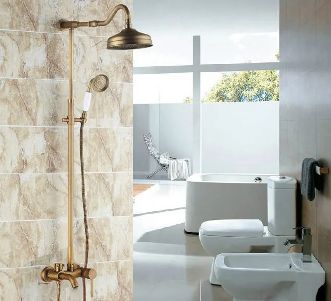 Vintage Retro Antique Brass Single Handle Lever Bathroom 8 Inch Round Rain Shower Faucet Set Tub Mixer Tap Hand Shower mrs224
Vintage Retro Antique Brass Single Handle Lever Bathroom 8 Inch Round Rain Shower Faucet Set Tub Mixer Tap Hand Shower mrs224