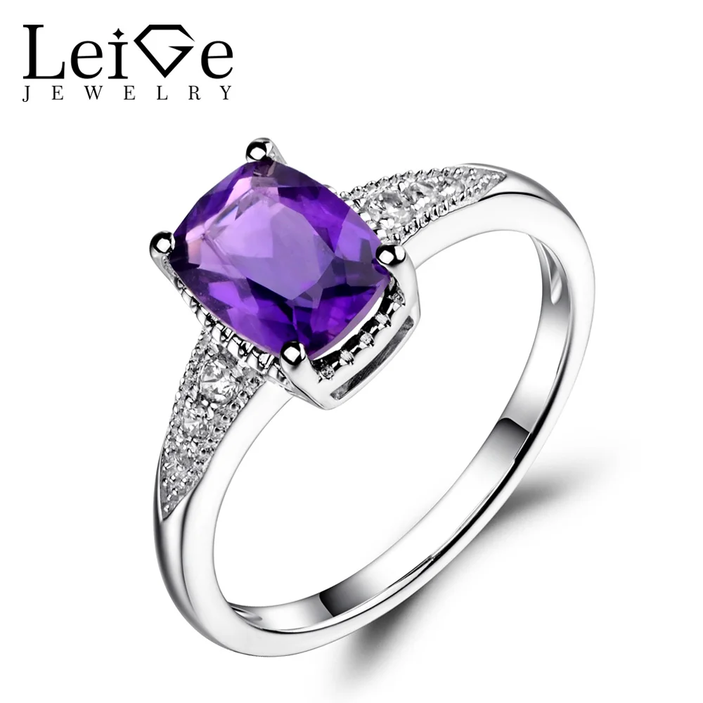 Leige Jewelry Natural Amethyst Ring Sterling Silver 925 Jewelry Purple Gemstone Wedding Engagement Rings for Women Cushion Cut
Leige Jewelry Natural Amethyst Ring Sterling Silver 925 Jewelry Purple Gemstone Wedding Engagement Rings for Women Cushion Cut