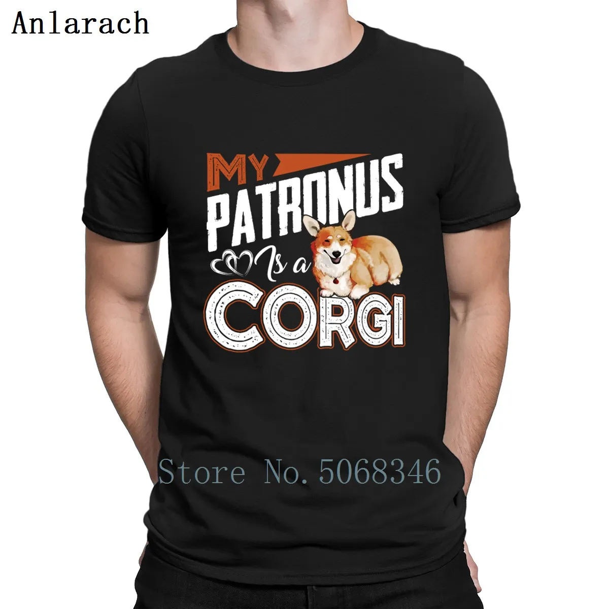 Футболка с надписью My Patronus Is A Corgi сезон весна осень Однотонная футболка размеры S