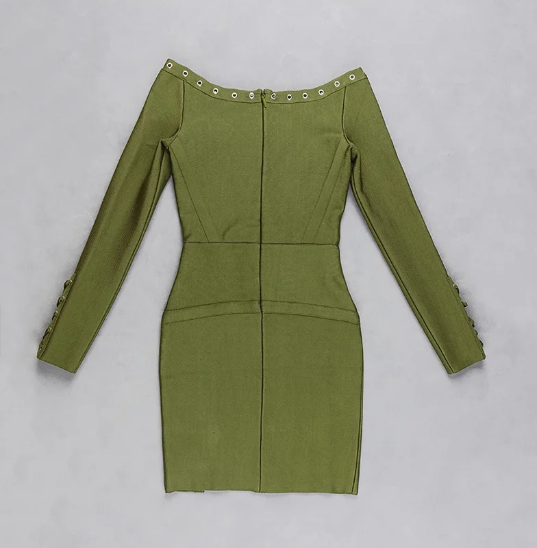 Top Quality Green Long Sleeve Slash Neck Rayon Bandage Dress Evening Party Elegant Dress
Top Quality Green Long Sleeve Slash Neck Rayon Bandage Dress Evening Party Elegant Dress