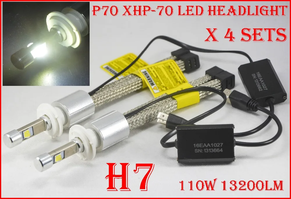 DHL 4 Sets H4 H7 H8 H9 H11 9005 9006 9012 H13 9004 9007 P70 LED Headlight 110W 13200LM Fanless XHP-70 Chips 5K 6K Car Lamp Bulb
DHL 4 Sets H4 H7 H8 H9 H11 9005 9006 9012 H13 9004 9007 P70 LED Headlight 110W 13200LM Fanless XHP-70 Chips 5K 6K Car Lamp Bulb