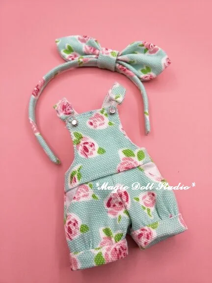 Фото Новинка 2019 наряды для кукол NeoBlythe [MG505] комбинезон с голубым цветочным принтом и (купить)
