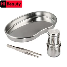 Stainless Steel Kidney Shaped Sterilized Tray Jar Pot Container Bottle Tweezers Medical Dental Surgical Cosmetic Tattoo Accesory