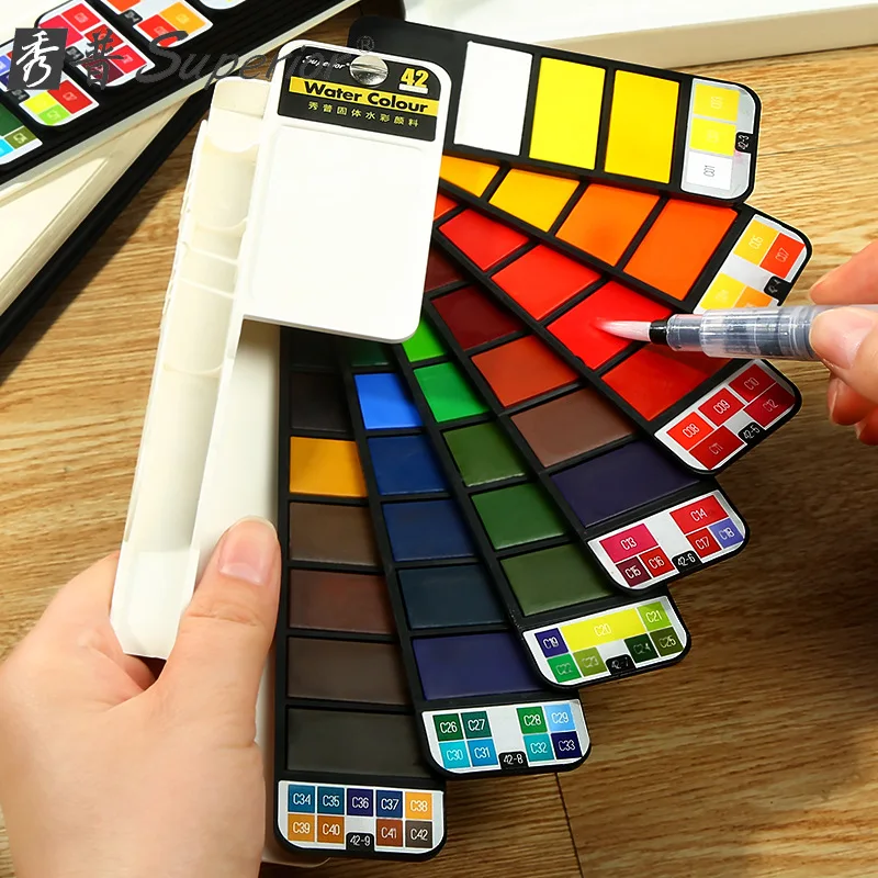 42 Colors Solid Watercolor Pigment Writing Brush Set For Artist Student Art Superior Portable Outdoor Painting Tool
42 Colors Solid Watercolor Pigment Writing Brush Set For Artist Student Art Superior Portable Outdoor Painting Tool