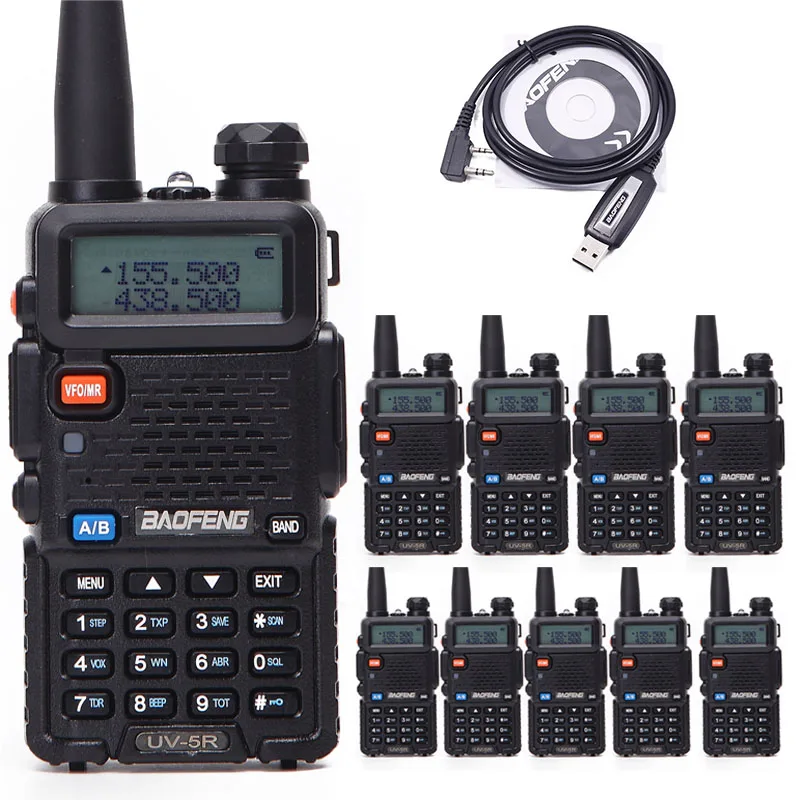 10 Pcs Baofeng UV-5R Portable Radio Walkie Talkie UV5R 5W FM Radio 128CH Dual Band Two Way CB Radio with 1 USB Programming Cable
10 Pcs Baofeng UV-5R Portable Radio Walkie Talkie UV5R 5W FM Radio 128CH Dual Band Two Way CB Radio with 1 USB Programming Cable