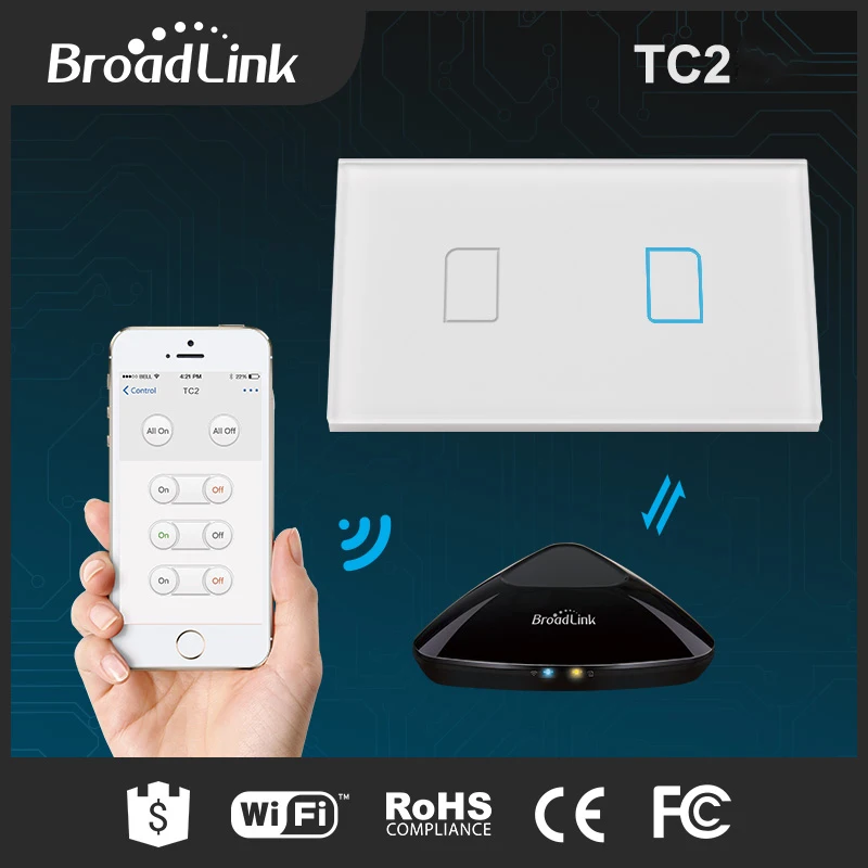 Фото 2018 Broadlink RM3 RM Pro + WiFi/IR/rf TC2 2 Gang Дистанционное управление свет переключатель таймера