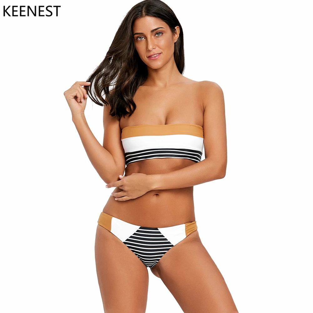 KEENEST Striped Bandeau Bikini Set Women Swimwear Beach Swimsuit Bathing Suit Bikini Thong Bottom Biquini Maillot De Bain
KEENEST Striped Bandeau Bikini Set Women Swimwear Beach Swimsuit Bathing Suit Bikini Thong Bottom Biquini Maillot De Bain