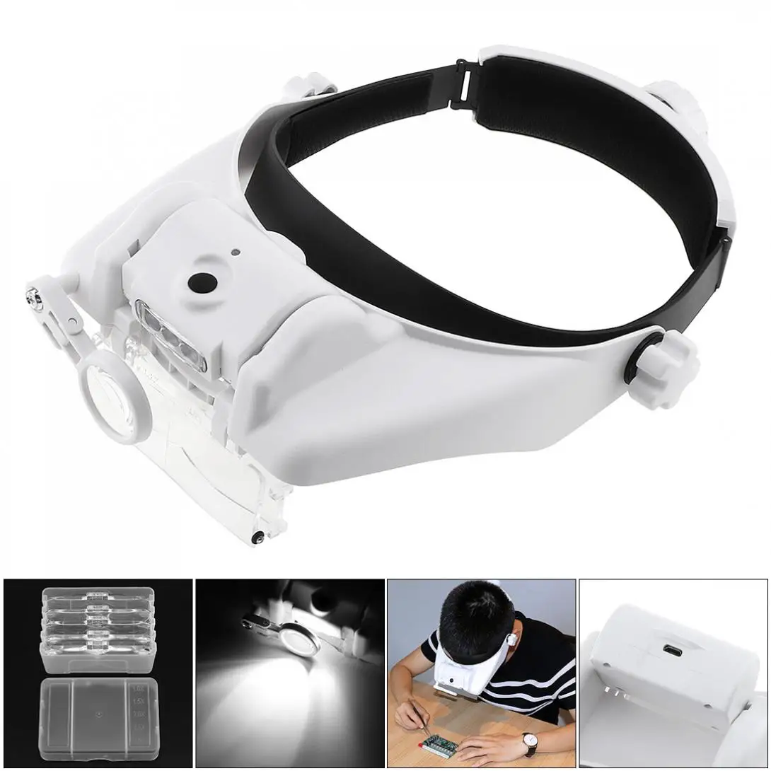 14X 31 Amplification Ratio Adjustable Interchangeable Lens Headband Eyeglass Magnifier with 3 LED Lights and 6 Lens for Reading
14X 31 Amplification Ratio Adjustable Interchangeable Lens Headband Eyeglass Magnifier with 3 LED Lights and 6 Lens for Reading