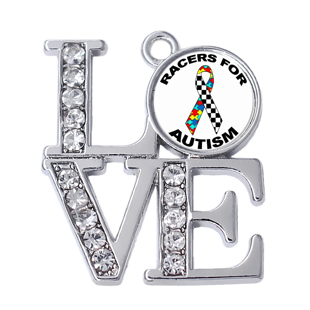 Survivor Inspire Jewelry Metal Crystal Racers Autism Ribbon Awareness Persona Charms Pendant | Украшения и аксессуары