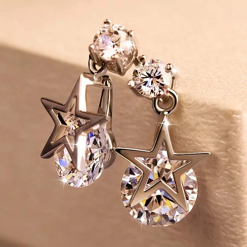 Women Fashion Jewelry Stars Shining Crystal Dangle Earrings Girls Party Gifts Ladies Rhinestone Pentagram Pendant Drop Earrings
Women Fashion Jewelry Stars Shining Crystal Dangle Earrings Girls Party Gifts Ladies Rhinestone Pentagram Pendant Drop Earrings