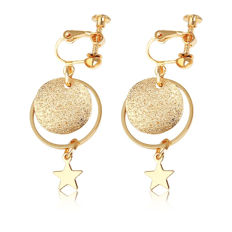 Round Matte Slice Hoop Star Pendant Clip & Hook Golden Women Dangle Earrings Drop Earrings
Round Matte Slice Hoop Star Pendant Clip & Hook Golden Women Dangle Earrings Drop Earrings