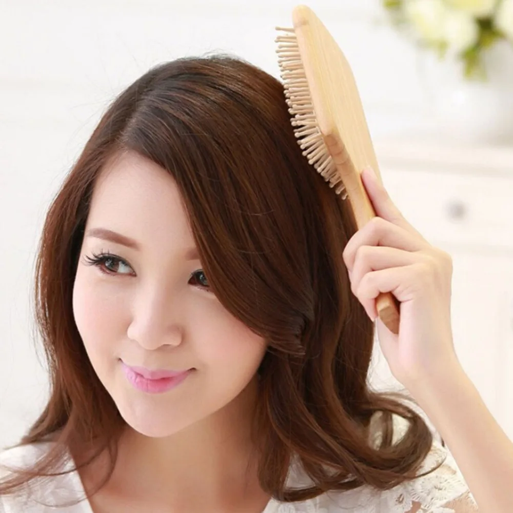 2 Colors Wooden Paddle Brush Hair Care Spa Massage Comb Antistatic Comb Drop Shipping 1pc