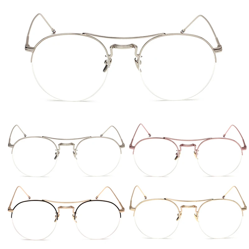 Мужские и женские круглые очки Nerd полуоправа прозрачные Линзы для очков |