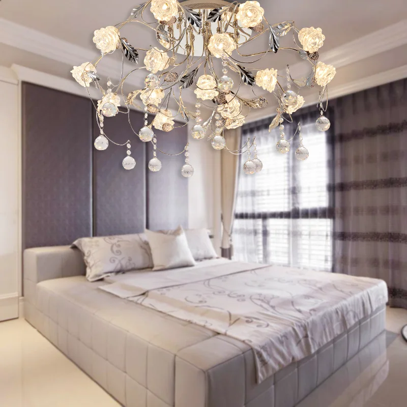 

Светодиодная потолочная лампа для спальни, креативная атмосферная Европейская ресторанная Современная Минималистичная хрустальная лампа...