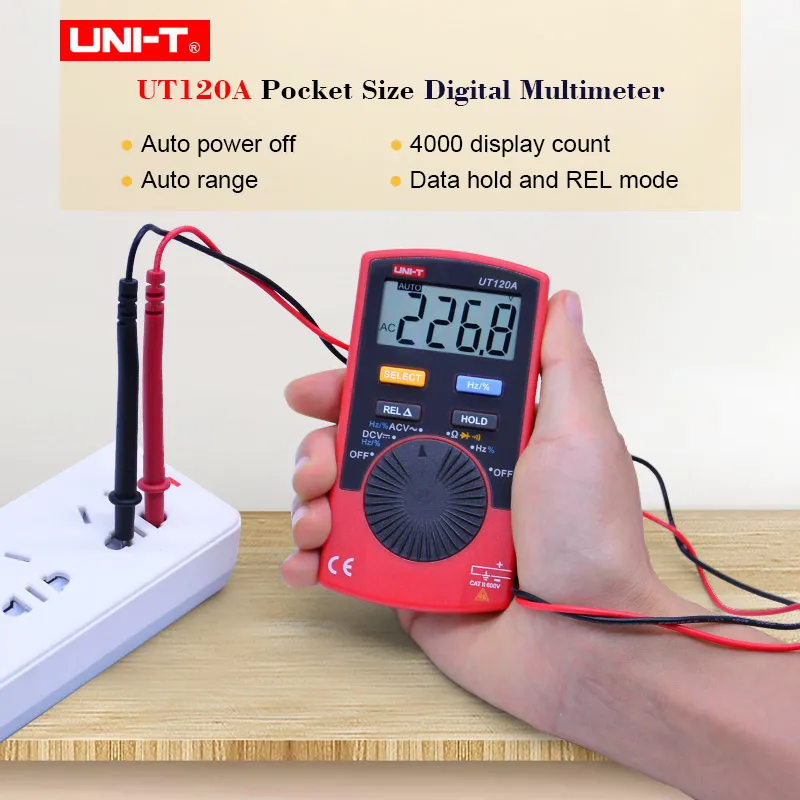 Mini Digital Multimeter UNI-T UT120A LCD Pocket Size Auto Range Multimeter AC DC voltmeter ohmmeter Frequency meter 4000 count
Mini Digital Multimeter UNI-T UT120A LCD Pocket Size Auto Range Multimeter AC DC voltmeter ohmmeter Frequency meter 4000 count